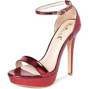 Women Metallic Ankle Strap Platform High Heels Model Dress Sandals