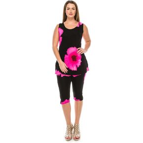 Jostar Women's 2 Piece Set – Plus Size Stretchy Sleeveless Tank Top and Capri Pants with Side Slit Casual Outfit