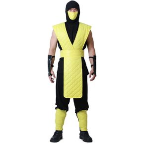 miccostumes Men's Ninja Yellow Fighter Halloween Cosplay Costume