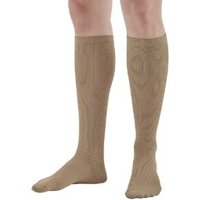 Ames Walker AW Style 166 Men's Travel 15-20mmHg Knee High Socks Khaki Large