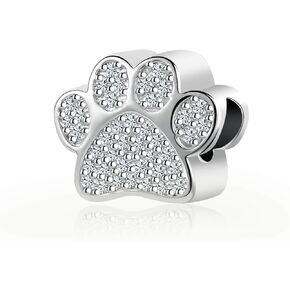 TGLS I Love My Pet Cat Dog Paw Charm Paw Print On My Heart Bead Compatible With Pandora Charms Bracelets