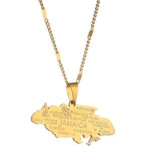 Stainless Steel Jamaica Map Pendant Necklaces Jamaican Charm Jewelry Gifts