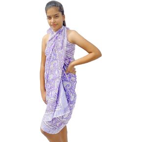 RADHIKA IMPEX Women Cotton Sarong Beach Cover Up Indian Hand Block Floral Print Swimsuit Bikini Wrap Cover