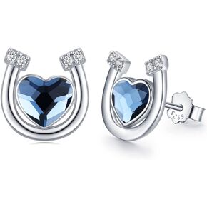Horseshoe Earrings 925 Sterling Silver Hypoallergenic Stud Earrings Horseshoe Jewelry Gifts for Women Sensitive Ears