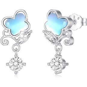 TOUPOP Butterfly Stud Earrings s925 Sterling Silver Dainty Tiny Moonstone Earrings Butterfly Jewelry Gifts for Women Girls Christmas Birthday