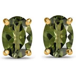 SHOP LC 925 Sterling Silver Moldavite Stud Earrings for Women Jewelry for Her Birthday Gifts