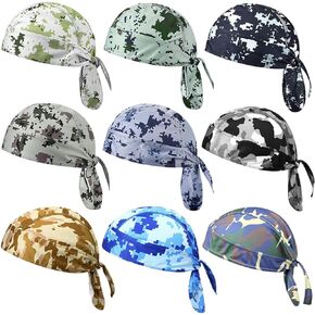 ZUYYON 9 Pcs Do Rag Skull Cap Sweat Wicking Head Wraps Cooling Durags Beanie Skull Bicycle Helmet Liner Bandana for Men Women