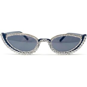 Fashion bling Rhinestone Cat Eye Sunglasses for Women Retro Narrow Cat-eye Diamond Sun Glasses Vintage Style Tinted Lens