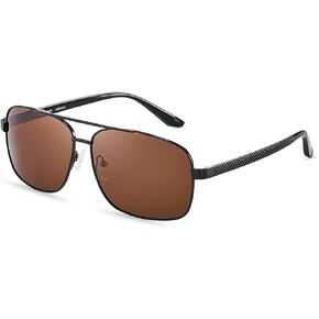 Xagger Polarized Brow Bar Square Aviator Sunglasses for Men Retro Pilot Military Style Driving Shades UV400