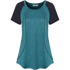 Womens Workout Shirts Fashion Casual Raglan Short Sleeve Yoga Gym Athletic Tops