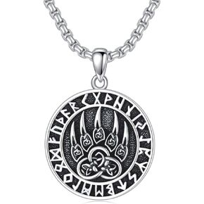 Seiyang Sterling Silver Viking Necklace Norse Jewelry Gift for Men Women with 2mm 22+2 IN Rolo Chain (with Gift Box)