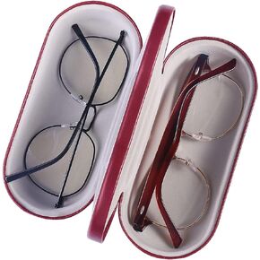 Double Glasses Case Hard Shell Dual Eyeglasses Case Protective for 2 Pairs of Glasses (Not Suitable for Sunglasses)