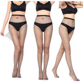 3 Pairs Women Fishnet Tights Black Fishnet Pantyhose Fishnet Stockings Mesh Tights for Daily Wearings or Events Accessory