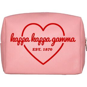 Sorority Shop Kappa Kappa Gamma Makeup Bag - Multi-Purpose PU Leather, Water-Resistant Makeup travel bag with Licensed Design and Zipper Closure, Perfect Kappa Kappa Gamma Sorority Gifts for Women