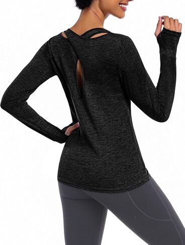 قميص اليوجا للسيدات بأكمام طويلة من ADOME قمصان التمرين للنساء سريعة الجفاف وصالة الألعاب الرياضية والجري بلايز اليوغا in Kuwait