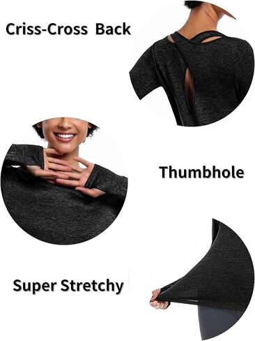 قميص اليوجا للسيدات بأكمام طويلة من ADOME قمصان التمرين للنساء سريعة الجفاف وصالة الألعاب الرياضية والجري بلايز اليوغا in Kuwait