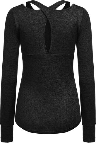 قميص اليوجا للسيدات بأكمام طويلة من ADOME قمصان التمرين للنساء سريعة الجفاف وصالة الألعاب الرياضية والجري بلايز اليوغا in Kuwait