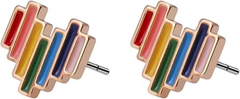 MALOYANVE Rainbow Stud Earrings for Women Girls Unique Creative Bohemian Lightweight Acrylic Rainbow Chain Dangle Drop Earrings Long Handmade Colorful Rainbow Resin Hearts Chain Post Stud Earrings Jewelry for Women Girls in Saudi Arabia