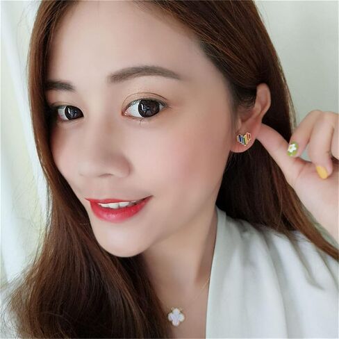 MALOYANVE Rainbow Stud Earrings for Women Girls Unique Creative Bohemian Lightweight Acrylic Rainbow Chain Dangle Drop Earrings Long Handmade Colorful Rainbow Resin Hearts Chain Post Stud Earrings Jewelry for Women Girls in Saudi Arabia