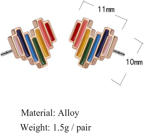 MALOYANVE Rainbow Stud Earrings for Women Girls Unique Creative Bohemian Lightweight Acrylic Rainbow Chain Dangle Drop Earrings Long Handmade Colorful Rainbow Resin Hearts Chain Post Stud Earrings Jewelry for Women Girls in Saudi Arabia