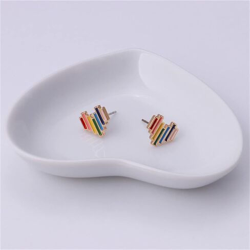 MALOYANVE Rainbow Stud Earrings for Women Girls Unique Creative Bohemian Lightweight Acrylic Rainbow Chain Dangle Drop Earrings Long Handmade Colorful Rainbow Resin Hearts Chain Post Stud Earrings Jewelry for Women Girls in Saudi Arabia