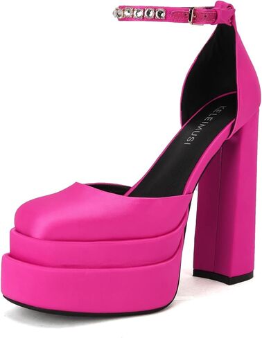 Keleimusi Strappy ومنصة مضخات الدانتيل متابعة مربعة براءات الاختراع والجلود عالية منعت الصنادل مكتنزة للنساء in Kuwait