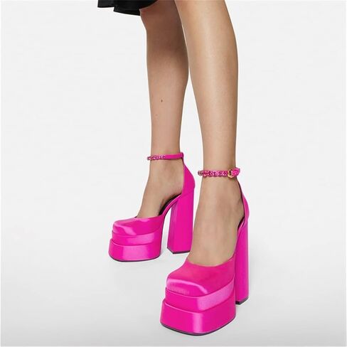 Keleimusi Strappy ومنصة مضخات الدانتيل متابعة مربعة براءات الاختراع والجلود عالية منعت الصنادل مكتنزة للنساء in Kuwait