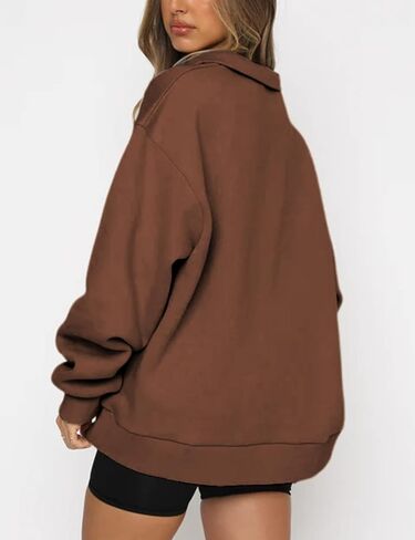 سويت شيرت نسائي كبير الحجم من Lentta بنصف سحاب وأكمام طويلة وياقة وربع سحاب in Kuwait