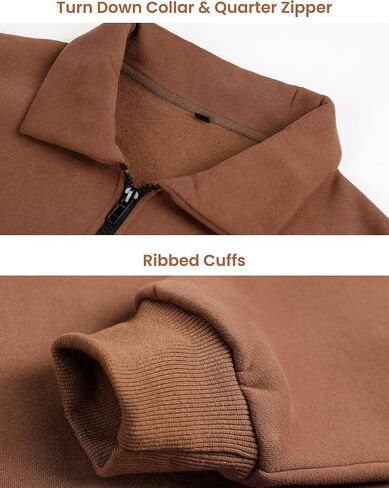 سويت شيرت نسائي كبير الحجم من Lentta بنصف سحاب وأكمام طويلة وياقة وربع سحاب in Kuwait