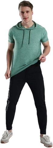 تيشيرتات رياضية بغطاء للرأس بأكمام قصيرة للرجال ومناسبة للجاف وقلنسوة لرياضة كمال الأجسام in Kuwait