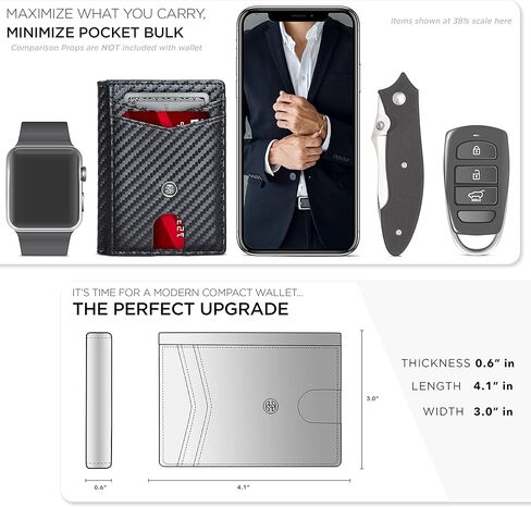 محفظة Suavell Bifold محفظة جلدية من الألياف الدقيقة RFID. علامة تبويب المحفظة النحيفة للرجال. محفظة جيب أمامية مدمجة (كابتن بلاك بكالوريوس) in Kuwait