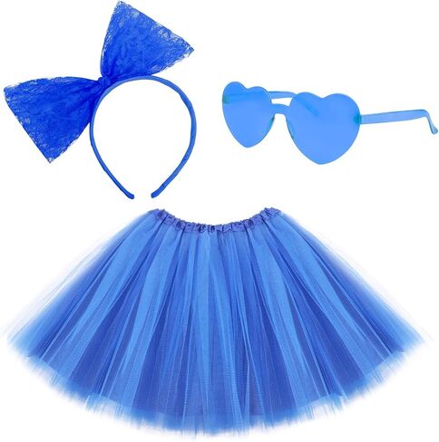 Adult Tutus for Women, 4 Layered Tulle Tutu Skirt Set with Heart Sunglasses and Bow Headband Colorful Party Favors in Saudi Arabia