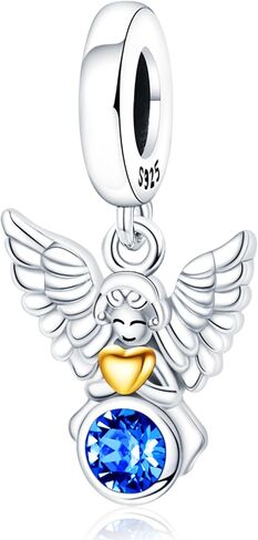 NUJIFFY 925 Sterling Silver Charms Beads for Bracelets & Necklaces, Blue Angel Pendants, Cute Retro Vitality Charm Gifts Jewelry for Women Men Teens in Saudi Arabia