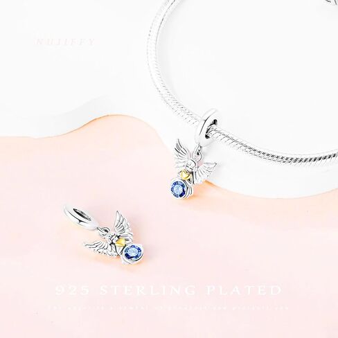 NUJIFFY 925 Sterling Silver Charms Beads for Bracelets & Necklaces, Blue Angel Pendants, Cute Retro Vitality Charm Gifts Jewelry for Women Men Teens in Saudi Arabia