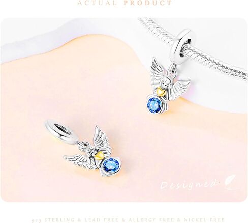 NUJIFFY 925 Sterling Silver Charms Beads for Bracelets & Necklaces, Blue Angel Pendants, Cute Retro Vitality Charm Gifts Jewelry for Women Men Teens in Saudi Arabia