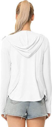 Women's UPF 50+ Sun Protection Beach Cover Up Long Zip Up Hoodie Lightweiht Long Sleeve Sun Shirt for Women with Thumb Hole in Kuwait
