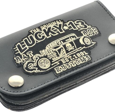 Lucky 13 Black Rat Rod Patch Wallet مع سلسلة مصنوعة في الولايات المتحدة الأمريكية in Kuwait
