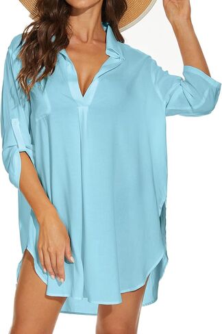 قميص بيكيني للسيدات من Moss Rose لتغطية الشاطئ، ملابس سباحة كاجوال للشاطئ in Kuwait