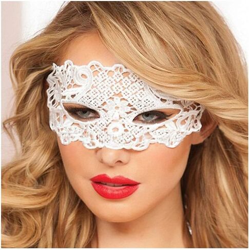 Sexy Babydoll Porn Lingerie Sexy Black/White/Red Hollow Lace Mask Erotic Costumes Women Sexy Lingerie Hot Cosplay Party Masks in Saudi Arabia