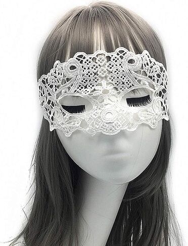 Sexy Babydoll Porn Lingerie Sexy Black/White/Red Hollow Lace Mask Erotic Costumes Women Sexy Lingerie Hot Cosplay Party Masks in Saudi Arabia