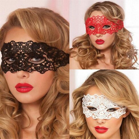 Sexy Babydoll Porn Lingerie Sexy Black/White/Red Hollow Lace Mask Erotic Costumes Women Sexy Lingerie Hot Cosplay Party Masks in Saudi Arabia