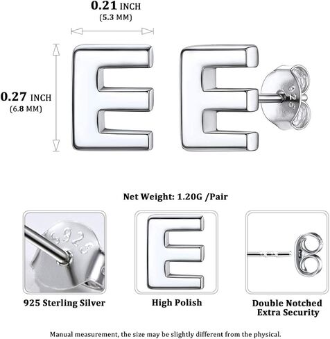 ChicSilver Hypoallergenic 925 Sterling Silver Stud Earrings Simple Tiny Initial Letter A-Z Studs for Women Girls Sensitive Ears (with Gift Box) in Saudi Arabia