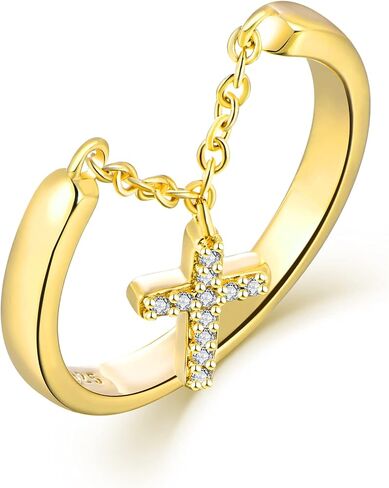 STARCHENIE Dangle Cross Ring 925 Sterling Silver Religious Christian Cross Ring for Women Size 5-10 in Saudi Arabia
