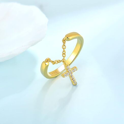 STARCHENIE Dangle Cross Ring 925 Sterling Silver Religious Christian Cross Ring for Women Size 5-10 in Saudi Arabia