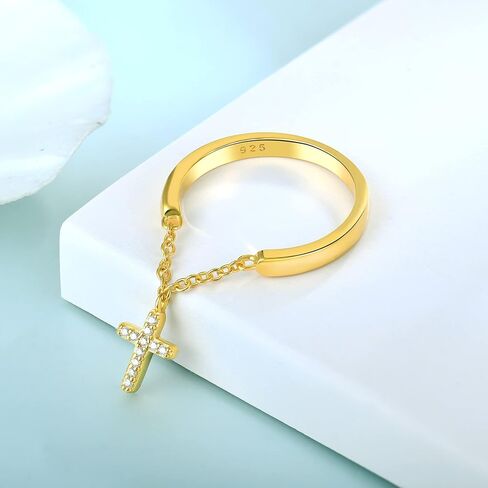 STARCHENIE Dangle Cross Ring 925 Sterling Silver Religious Christian Cross Ring for Women Size 5-10 in Saudi Arabia