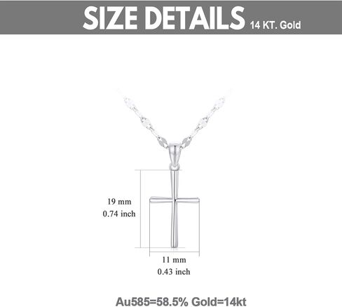 SISGEM 14k White Gold Cross Pendant and Lip Chain Necklace for Women, Baptism Jewelry Confirmation Gifts for Her, 18 inch in Saudi Arabia