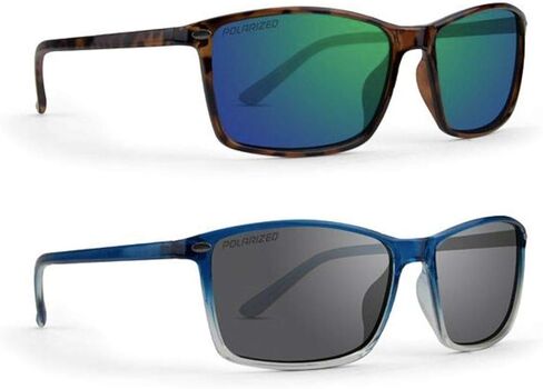 Epoch Eyewear 2 Pairs Murphy Polarized Sunglasses Tortoise Frame Green Mirror Lens Blue-Fade Frame Smoke Lens in Saudi Arabia