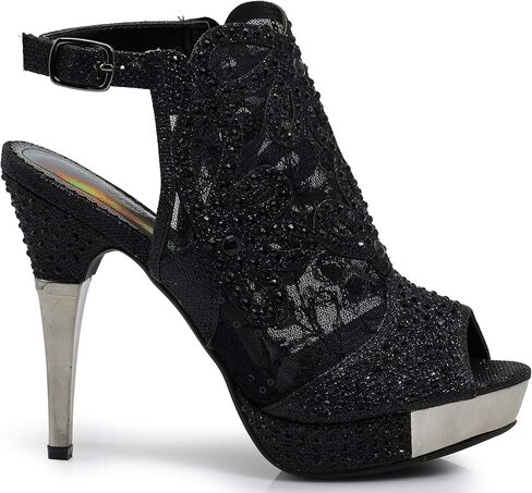 انزو روميو Angie15 إمرأة مفتوح اصبع القدم عالية الكعب الزفاف شبكة مرصعة بأحجار الراين حبال الظهر صندل حذاء بكعب ويدج in Kuwait