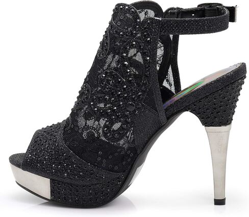 انزو روميو Angie15 إمرأة مفتوح اصبع القدم عالية الكعب الزفاف شبكة مرصعة بأحجار الراين حبال الظهر صندل حذاء بكعب ويدج in Kuwait