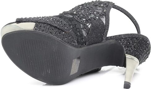 انزو روميو Angie15 إمرأة مفتوح اصبع القدم عالية الكعب الزفاف شبكة مرصعة بأحجار الراين حبال الظهر صندل حذاء بكعب ويدج in Kuwait